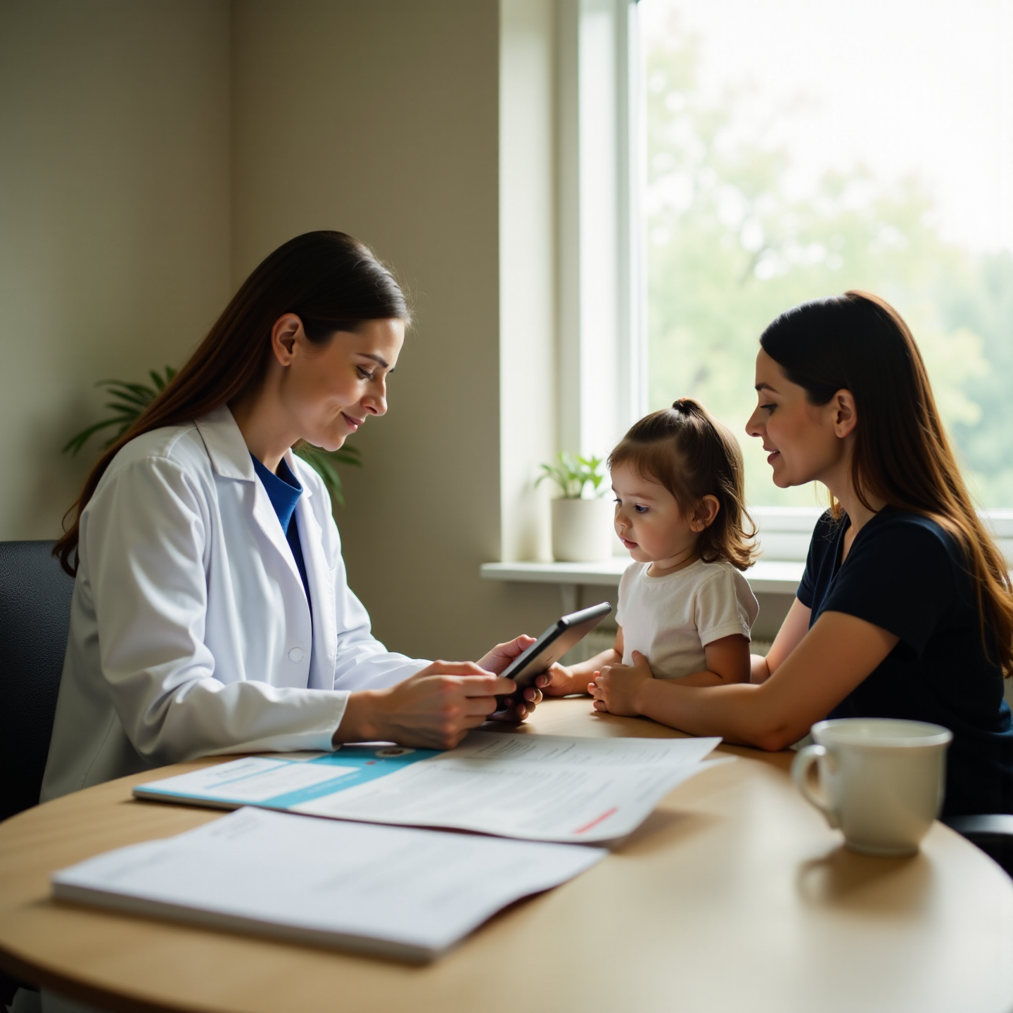 Изображение — специалист МСЭ заполняет ИПР с участием родителей и ребёнка