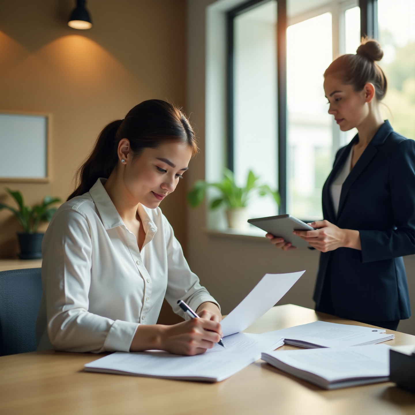 Изображение — человек заполняет заявление на субсидию в МФЦ